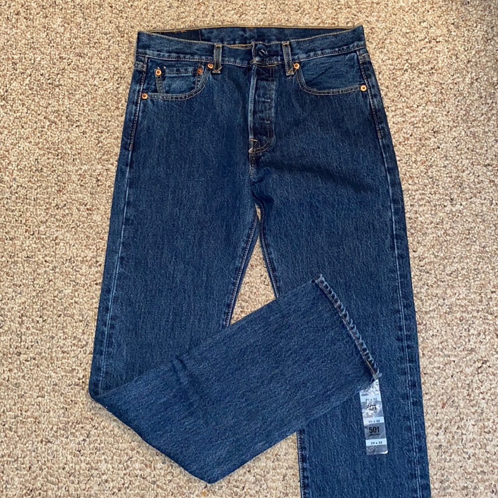 Mens Levi's 501® Original Fit Straight Leg Jeans, size 29/32, dark stonewash